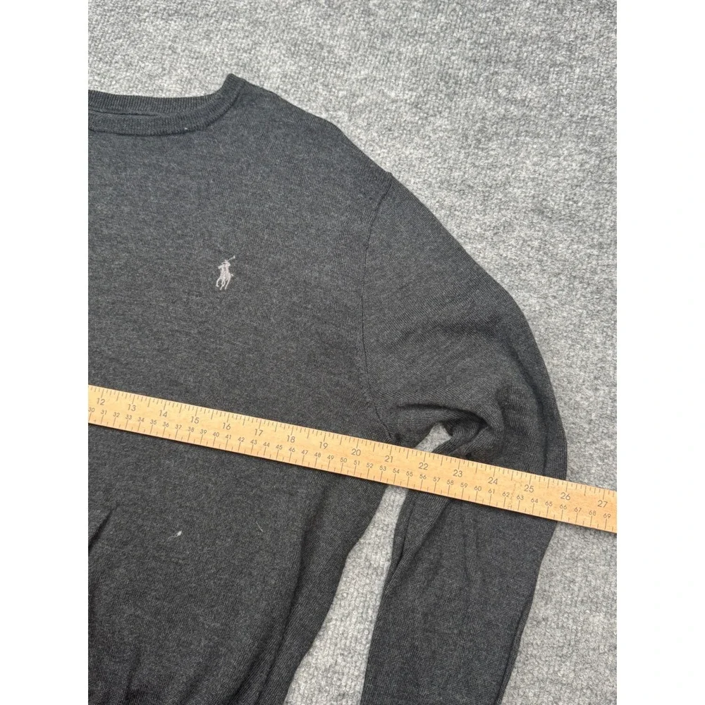 Polo Ralph Lauren Washable Merino Wool Sweater Men Medium Charcoal Gray Crewneck